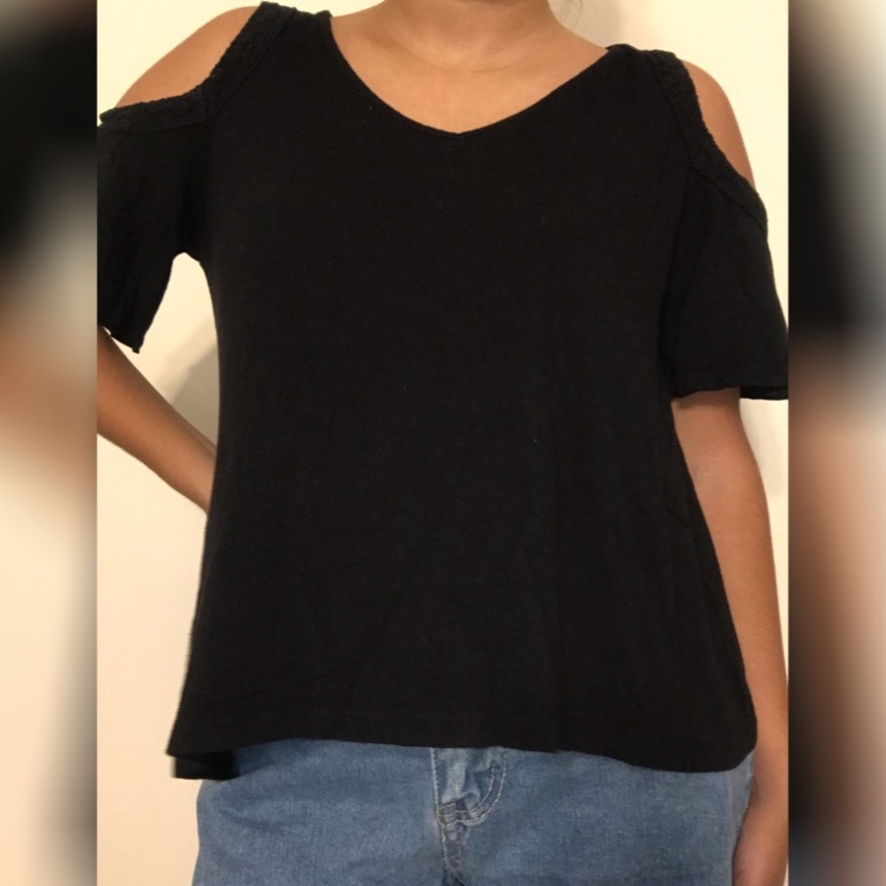 Black cold shoulder top